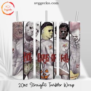 Hot Guys Of Fall Horror 20oz Straight Skinny Tumbler Wrap, Halloween Boys Tumbler Cup Designs