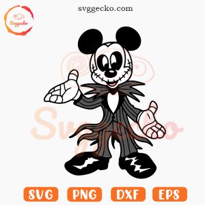 Jack Skellington Mickey SVG, Funny Nightmare Before Christmas Disney SVG PNG Cricut
