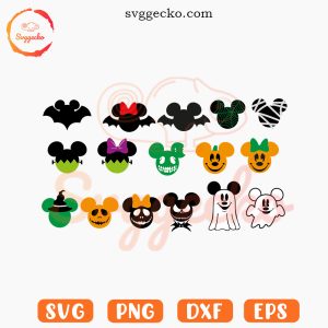 Mickey Head Halloween SVG Bundle, Zombie SVG, Ghost SVG, Disney Halloween SVG PNG Cricut
