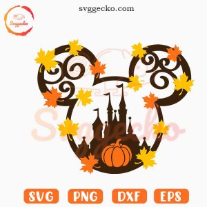 Mickey Ears Fall Castle SVG, Autumn Disney SVG PNG DXF EPS Files