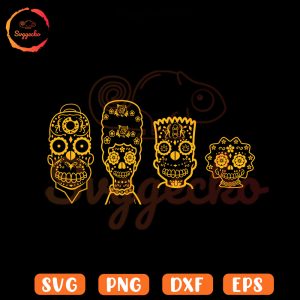 Simpson Family Sugar Skull SVG, The Simpsons Halloween SVG PNG Digital Download