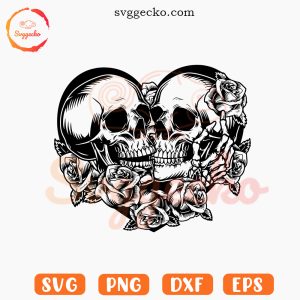 Skull Heart Roses SVG, Skeleton Love SVG PNG Cut Files