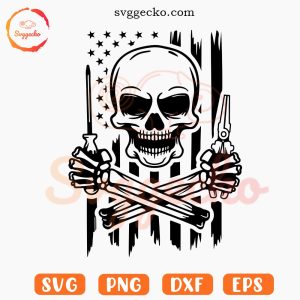 Skull Mechanic US Flag SVG, Mechanic Patriotic SVG PNG Cutting Files