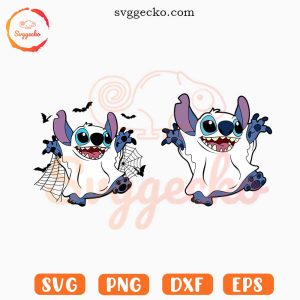 Stitch Halloween Ghost SVG, Disney Stitch Spooky Boo SVG PNG Cut Files