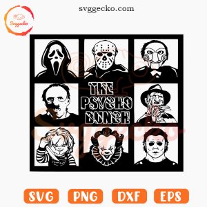 The Psycho Bunch Horror SVG, Halloween Movie Characters SVG, Killers Film SVG PNG EPS DXF