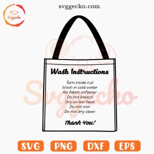 Wash Instructions Tote Bag Care SVG, Woman SVG PNG Cricut