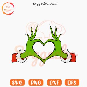 Grinch Heart Hands SVG, Grinchmas SVG, Christmas Love SVG PNG Digital Download