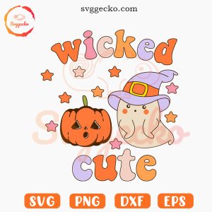 Wicked Cute SVG, Retro Ghost SVG, Spooky Vibes SVG, Groovy Halloween SVG PNG For Kids