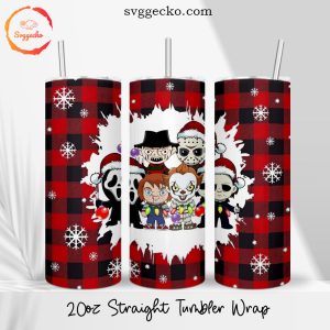 Horror Chibi Christmas 20oz Straight Skinny Tumbler Wrap, Funny Holiday Tumbler Cup Downloads