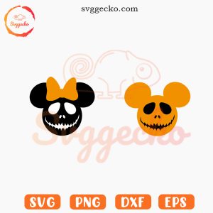 Mickey Minnie Head Jack Skellington SVG, Disney Nightmare Halloween SVG PNG EPS DXF Cricut Files