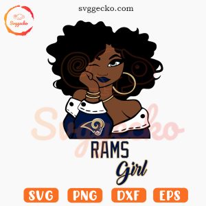 Rams Girl Afro SVG, Los Angeles Rams Fan Girl SVG PNG For Cricut