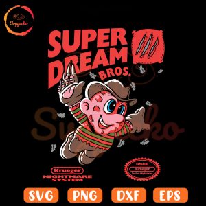 Super Dream Bros SVG, Freddy Krueger Super Mario SVG, Mario Halloween SVG PNG Cut Files