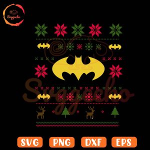 Batman Logo Christmas Sweater SVG, Funny Superhero Christmas SVG PNG Digital Download