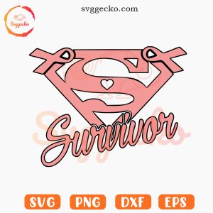 Breast Cancer Survivor Superman Logo SVG, Fight Cancer SVG PNG Downloads