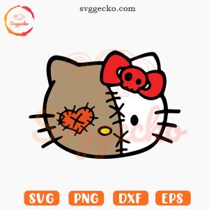 Hello Kitty Trick Or Treat Sam Face SVG, Kawaii Cat Halloween SVG PNG Cut Files