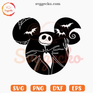 Jack Skellington Mickey Ears SVG, Nightmare Before Christmas SVG, Halloween Disney SVG PNG