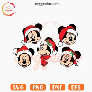 Mickey Mouse Head Santa Hat SVG Bundle, Disney Mouse SVG, Christmas SVG PNG Cricut