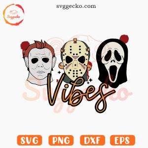 Halloween Vibes SVG, Retro Horror Characters SVG PNG Cutting Files