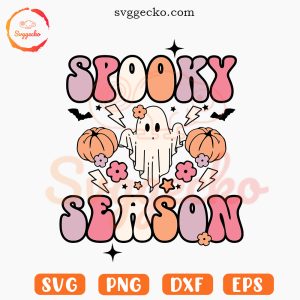 Spooky Season SVG, Retro Ghost Halloween SVG PNG Cricut