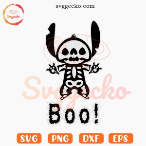 Stitch Skeleton Boo SVG, Spooky SVG, Halloween Stitch Disney SVG PNG Cut Files