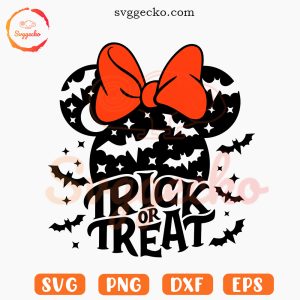 Minnie Mouse Ears Trick Or Treat SVG, Spooky Vibes SVG, Halloween Disney SVG PNG Files
