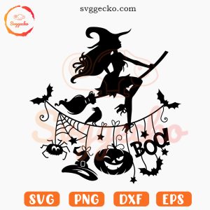 Boo Witch SVG, Spooky Girl SVG, Witchy Halloween SVG PNG Cut Files