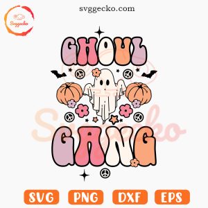 Ghoul Gang SVG, Ghost SVG, Pumpkin SVG, Retro Halloween SVG PNG Files
