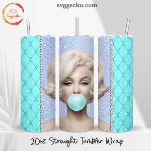 Marilyn Monroe Bubble Gum 20oz Straight Skinny Tumbler Wrap, Marilyn Fan Tumbler Template PNG Design
