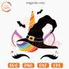 Cute Unicorn Witch SVG, Rainbow Unicorn Halloween SVG PNG Cricut Files
