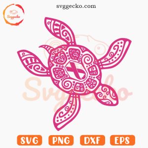 Mandala Turtle Breast Cancer SVG, Breast Cancer Awareness Month SVG, Pink Turtle Ribbon SVG PNG Files
