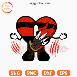 Bad Bunny Heart Freddy Krueger SVG, Bad Bunny Horror Halloween SVG PNG Cricut