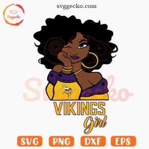 Vikings Girl Afro SVG, Minnesota Vikings Fan Girl SVG PNG For Cricut