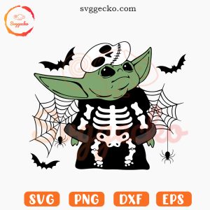 Baby Yoda Skeleton Halloween SVG, Spooky SVG, Star Wars Horror SVG PNG Downloads
