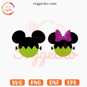 Mickey Minnie Head Frankestein SVG, Zombie SVG, Funny Disney Halloween SVG PNG Downloads
