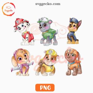 Paw Patrol Watercolor PNG Clipart, Chase PNG, Mighty Pups PNG, Rubble PNG