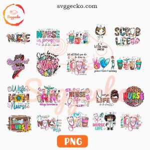 Nurse PNG Bundle, Nurse Life PNG, Peace Love Nursing PNG, Coffee Cup PNG Sublimation Designs