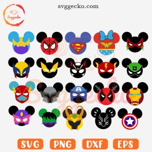 Mickey Mouse Head Superheroes SVG, The Avengers SVG, Batman SVG, Cute Superhero SVG PNG For Cricut