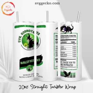 Maleficent Nutrition Facts 20oz Straight Skinny Tumbler PNG, Disney Evil Witch Tumbler Wrap Sublimation
