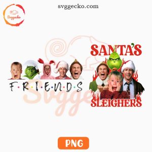 Christmas Friends PNG, Santa Sleigher PNG Digital Download