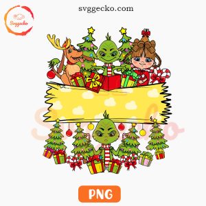 Grinch Friends Custom Name PNG, Cute Grinch Christmas PNG Kids