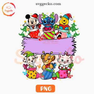 Disney Friends Christmas Custom Name PNG, Cute Mickey Stitch Pooh Xmas PNG Sublimation