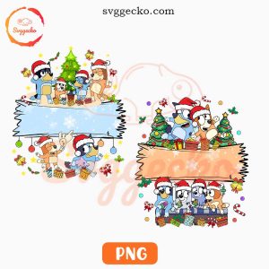 Bluey Family Christmas Custom Name PNG, Cute Christmas Designs For Kids