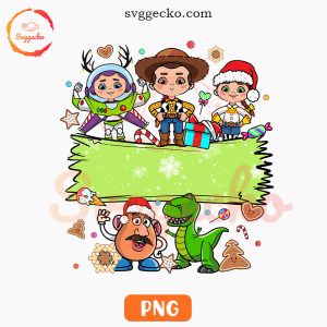 Toy Story Chibi Christmas Custom Name PNG, Woody Friends Xmas PNG For Kids