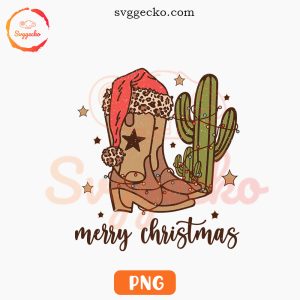 Cowboy Boots Christmas PNG, Santa Hat PNG, Christmas Western PNG Digital Download