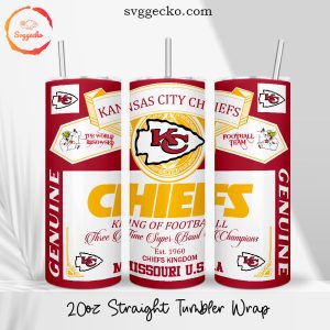 Chiefs King Of Football 20oz Straight Tumbler Wrap PNG, Kansas City Chiefs Budweiser Skinny Tumbler Designs