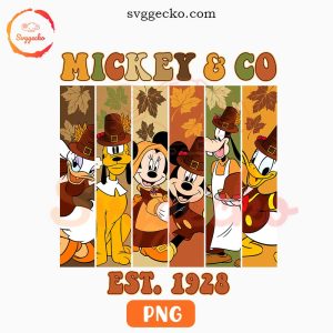 Mickey And Co Est 1928 Thanksgiving PNG, Disney Thankful Vacation PNG, Fall Season PNG