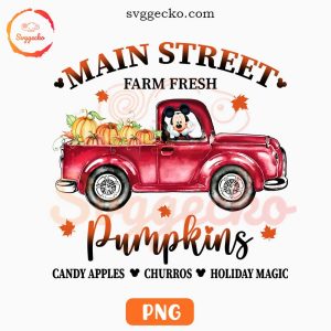 Main Street Farm Fresh Pumpkins Mickey Truck PNG, Fall PNG, Pumpkin Season PNG Downloads