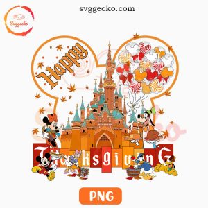 Disney World Happy Thanksgiving PNG, Mouse Head PNG, Magic Castle Disneyland Autumn PNG
