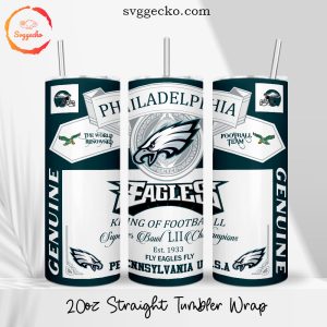 Eagles King Of Football 20oz Straight Tumbler Wrap PNG, Philadelphia Eagles Budweiser Skinny Tumbler Designs