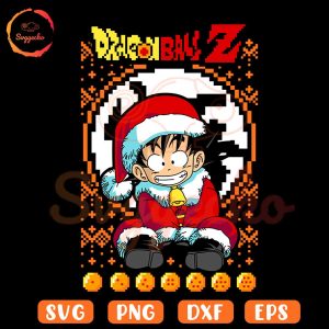 Goku Santa Hat Ugly Sweater SVG, Dragon Ball Z Christmas SVG PNG Shirt